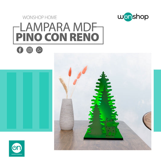 Lampara Pino con reno - wonshop.mx