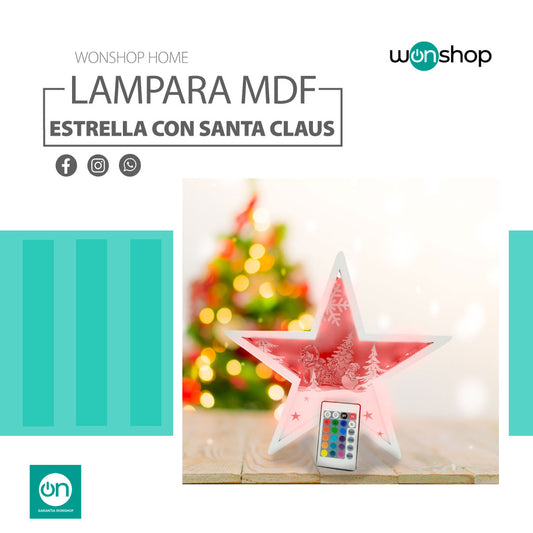 Lampara de Estrella con Santa Claus - wonshop.mx