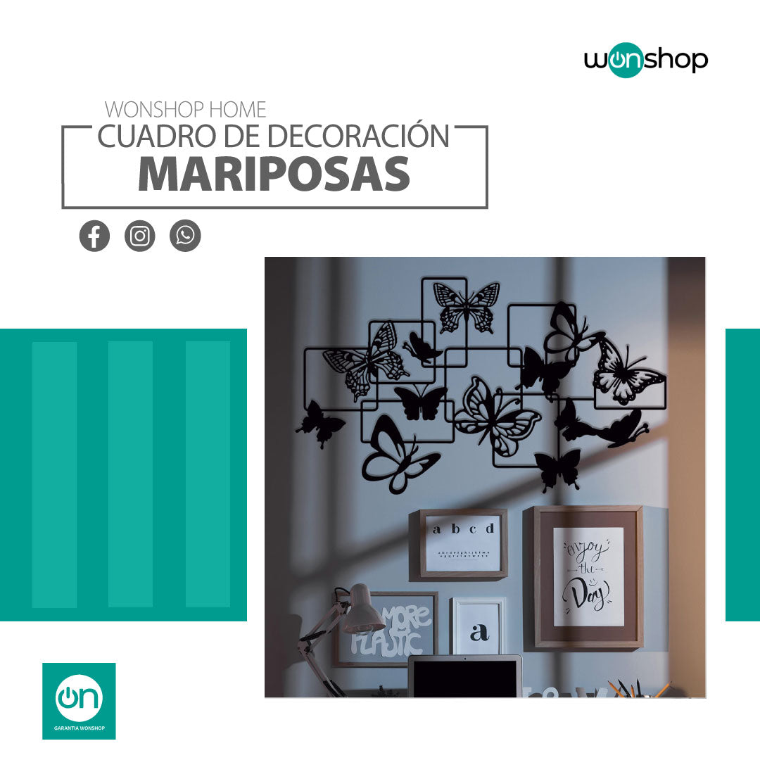 Cuadro de Decoración MDF Mariposas - wonshop.mx