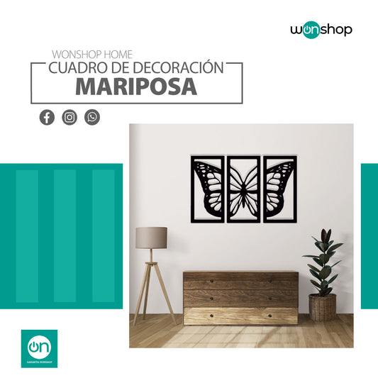 Cuadro de Decoración MDF de Mariposa - wonshop.mx