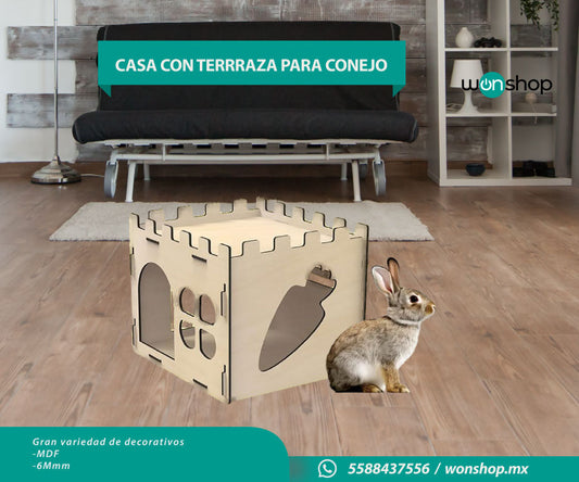 Casa con Terraza para conejo - wonshop.mx