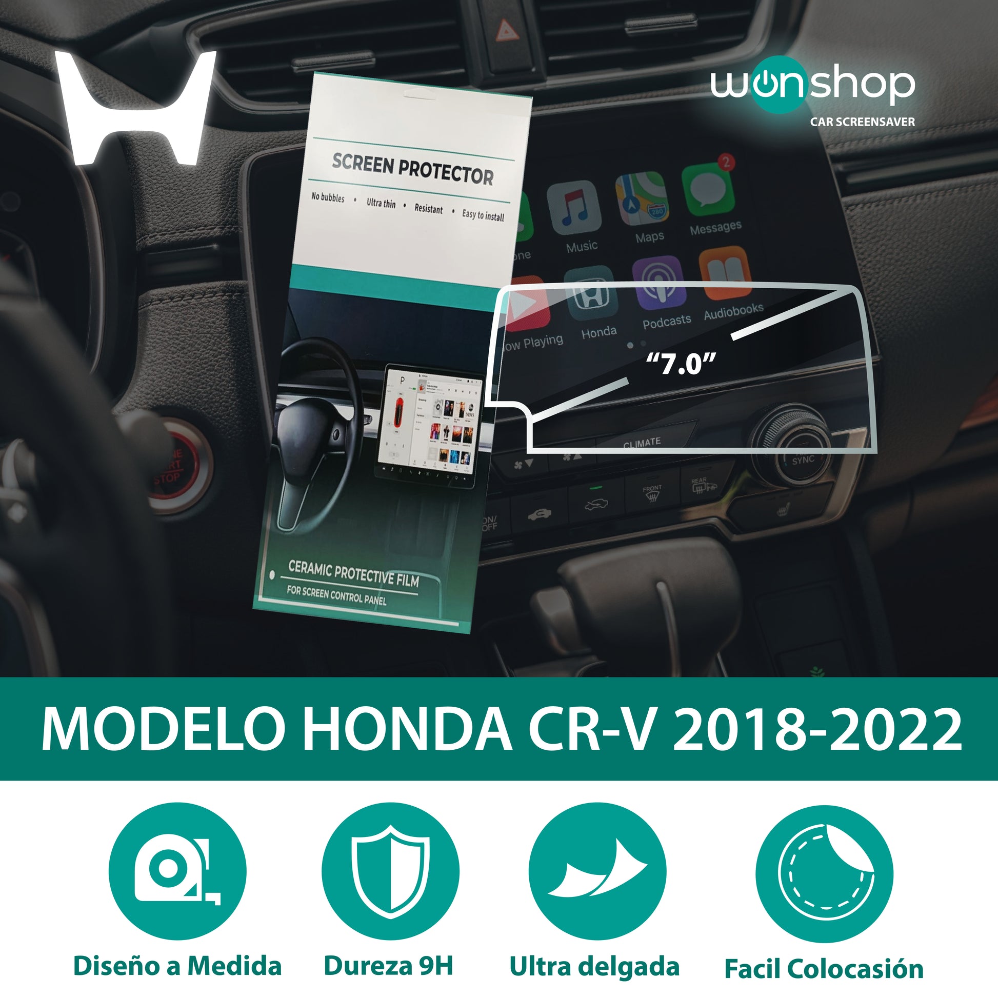 Protector de pantalla táctil para autos Honda - wonshop.mx